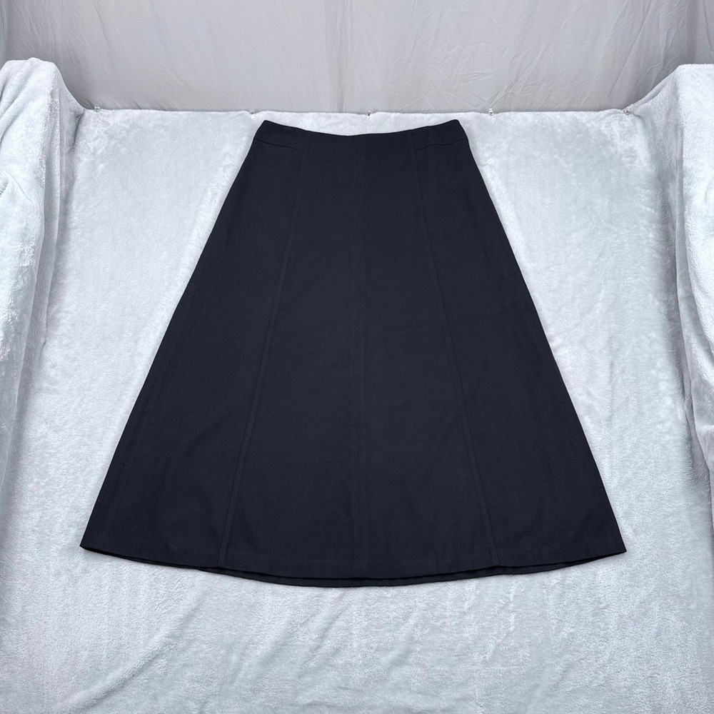 Vintage Eddie Bauer Skirt Womens 16 Black Wool Blend A-Line Midi Paneled‎ Lined